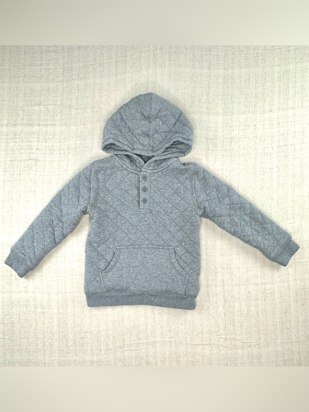 OshKosh B’gosh Boys Size 6 Gray Quilted Pullover Hoodie Henley Sweatshirt